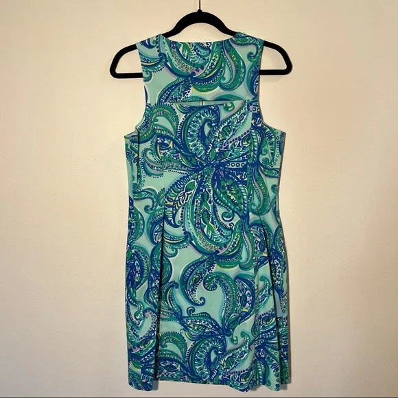 Blue paisley Lilly Pulitzer dress with gold zipper detail - Picture 2 of 4
